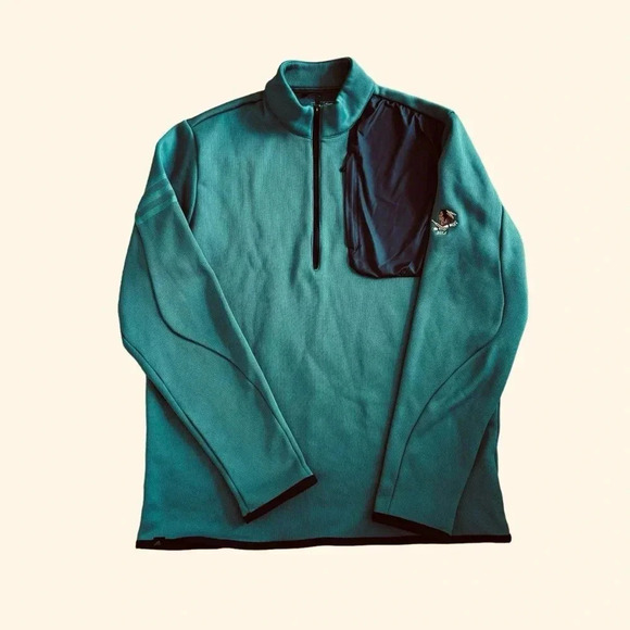 adidas Other - Adidas Golf Green Sweater Pullover 1/4 Zip Mock Neck Long Sleeve Indian Logo M